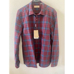 Burberry Crimson Red Plaid Long Sleeves Shirt XXL